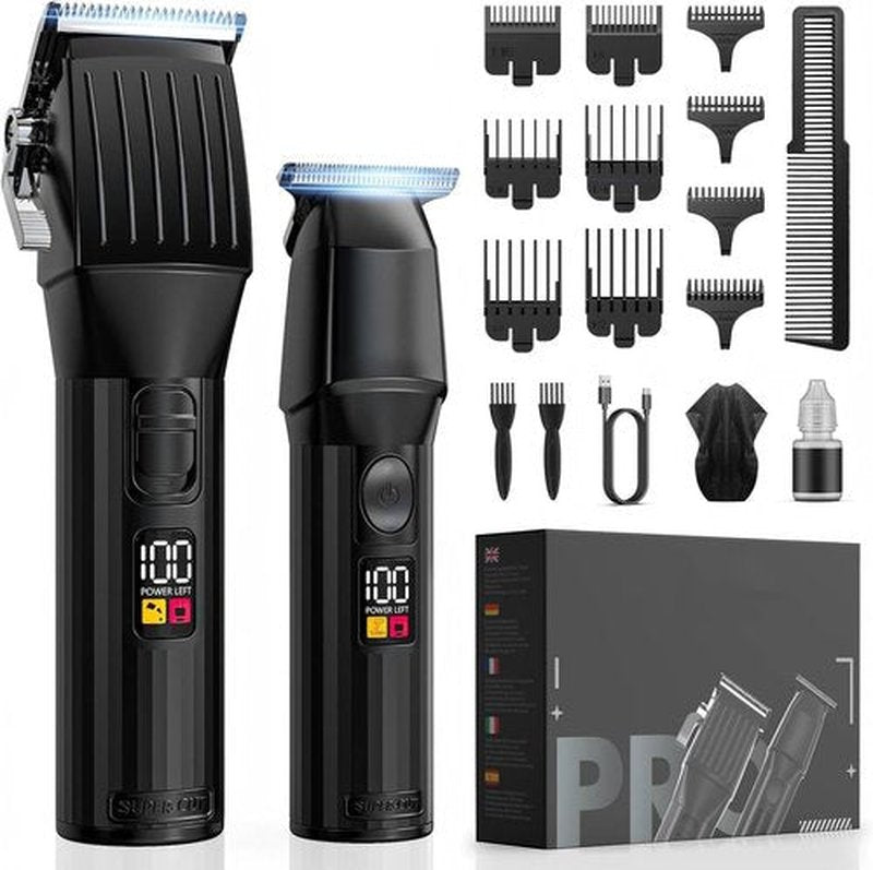 Skiennix Professional Hair Clippers - Cordless Beard Trimmer Kit with LED Display | Rechargeable Grooming Set for Men, Women & Kids (Black)