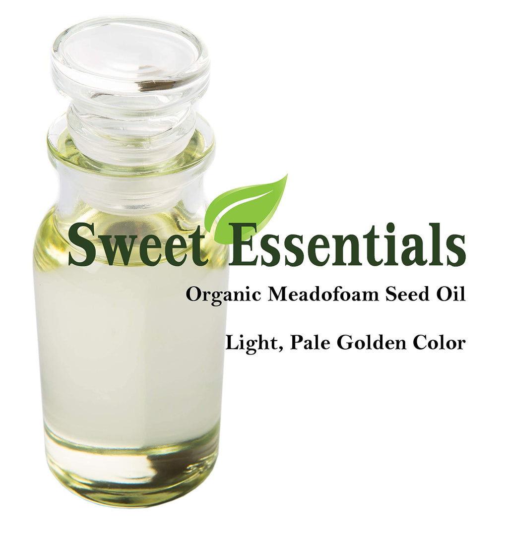 Sweet Essentials Premium Organic Meadowfoam Seed Oil, Imported From Canada, 2oz, 100% Pure, Cold Pressed - For Hair, Skin and Nails | Perfect Carrier Oil | Also Excellent For Mature Skin