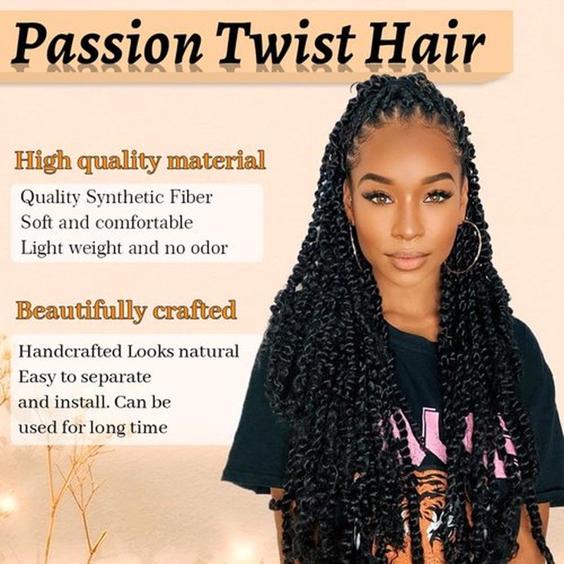 ShowCoco Passion Twist Hair 22 Inch Water Wave Crochet Hair for Black Women Long Bohemian Curly Passion Twist Braiding Hair for Butterfly Style Crochet Braids Spring Twists Hair Extensions(22inch,#1B)