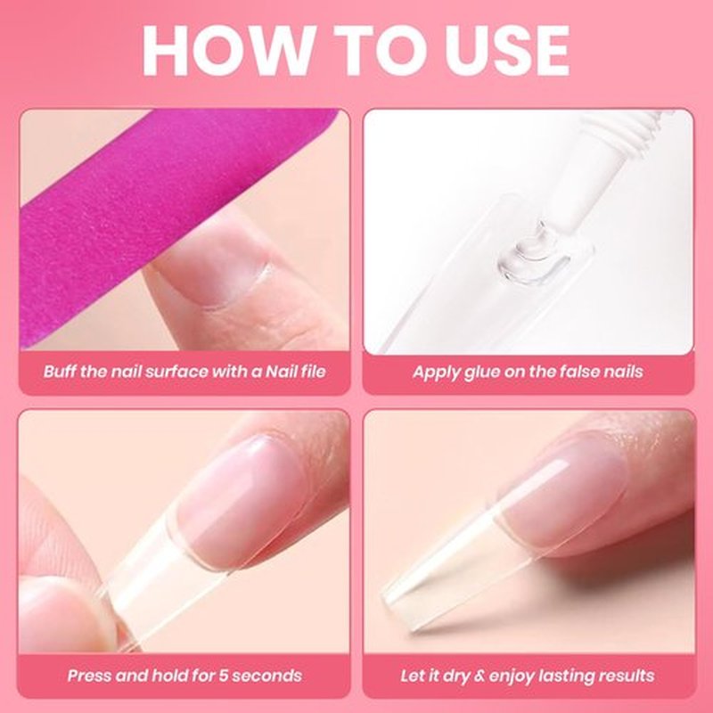 GALS PRO Strong Nail Glue for Press Ons - 10 Pack, 2ml (0.07oz) Each, Professional, Extra Strength & Long Lasting Nail Glue for Fake Nails with Fine Applicator Tip & Quick Drying Time