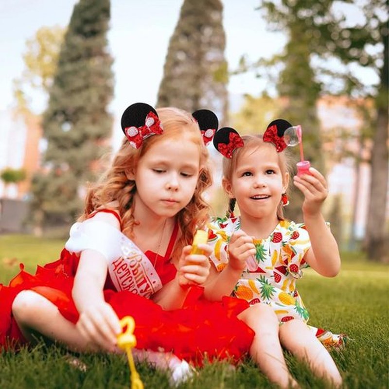 Choicbaby 6 PCS Hair Bow for Gilrs Mouse Ears Sequin Clips Polka Dot Bow with Alligator Clip Mice Ears Hair Bows Barrettes Princess Cosplay Hair Accessories for Baby Girls Toddlers Infant Fine Hair