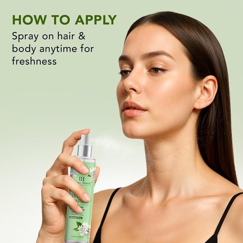 Botanic Hearth Jasmine Hair Perfume & Body Mist - Long-Lasting Alcohol-Free Scent, 3.4 Fl Oz