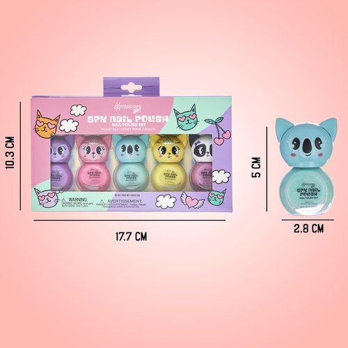EXPRESSIONS 5pc Critter Character Nail Polish Set for Girls -Water Based Colorful Novelty Nail Polishes, Safe and Non Toxic Manicure Set & Pedicure Kit