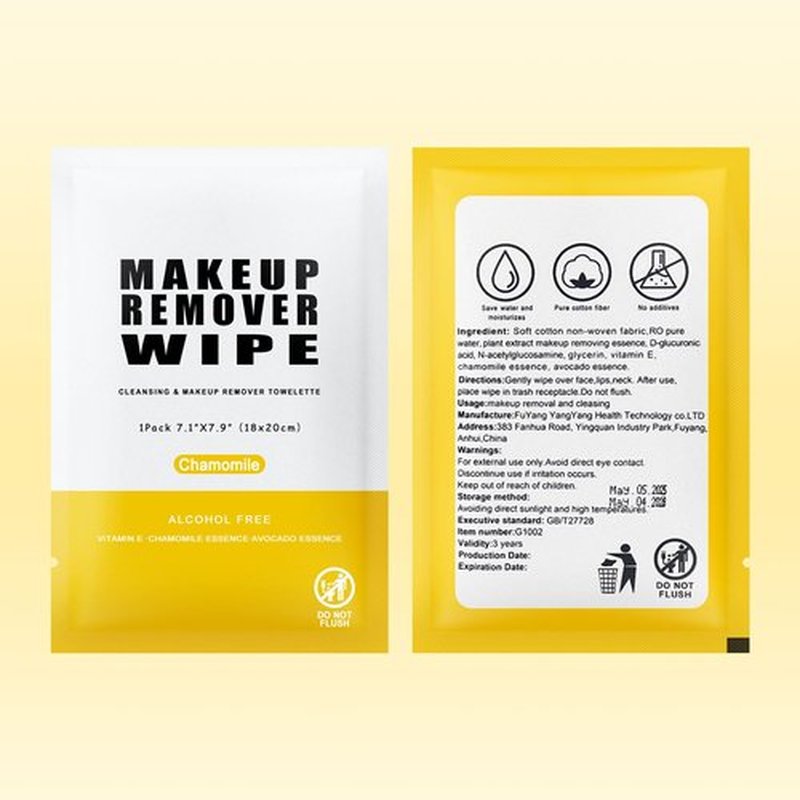 Pack of 100 Makeup Remover Wipes Individually Wrapped,Chamomile Scent,Face Cleansing Wipes Bulk, Travel Towelette Makeup Remover Cloth for Face Cleansing Skin Care Remove Makeup