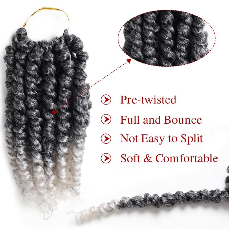VIOLET Passion Twist Crochet Hair - 6 Inch, 9 Packs, Pre-twisted, for Black Women (TGray)