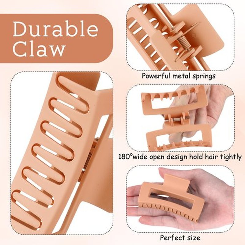 Hotop 50 Pcs Cute Hair Claw Clips Set Nonslip Square Clips Colorful Rectangle Hair Accessories for Women(3.4 Inch,Cream Color)