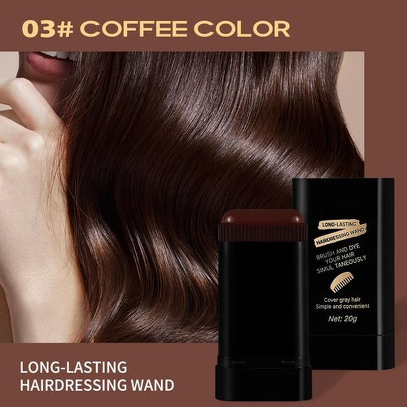 Glo7 Hair Dye Concealer Stick - Instant Gray Root Coverage | Waterproof & Long-Lasting (Brownish Black)