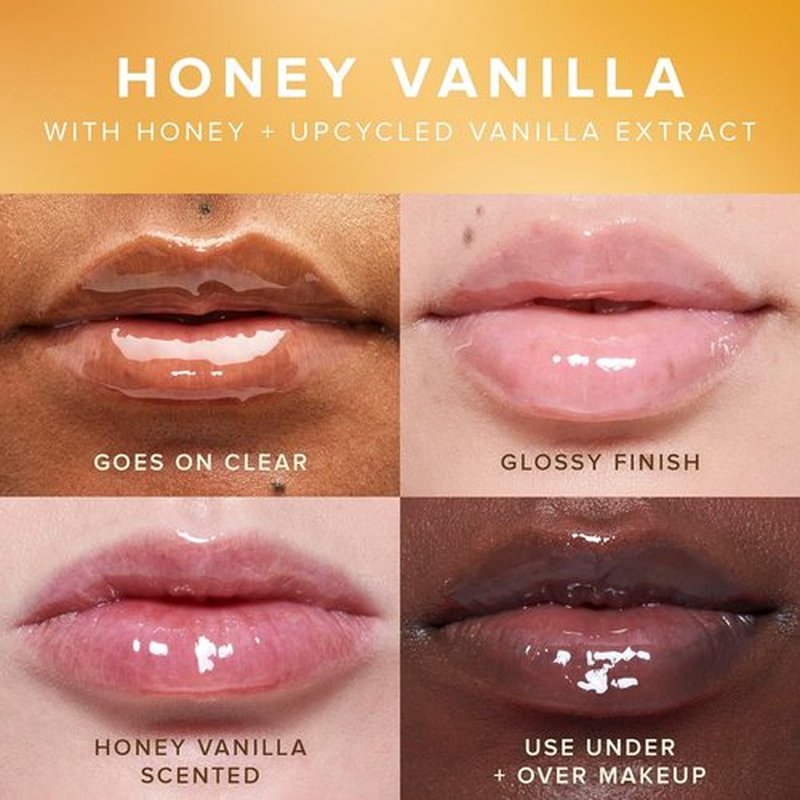 Farmacy Vitamin C + Peptide Hydrating Lip Balm - Lip Smoothie Moisturizing + Plumping Treatment - Smooths Lines with a High-Gloss Finish - Honey Vanilla (10g)