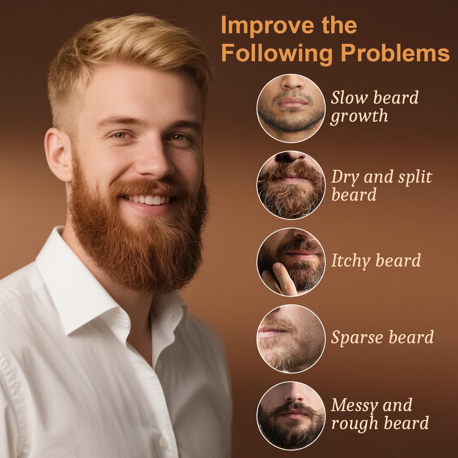 XIKEZAN 5 Pack Beard Oil Set w/Sandalwood, Orange, Vanilla, Cedarwood, Unscented for Beard Care, Moisturizing, Soften,Birthday Gifts for Men Him Dad Husband Christmas Gifts Stocking Stuffers