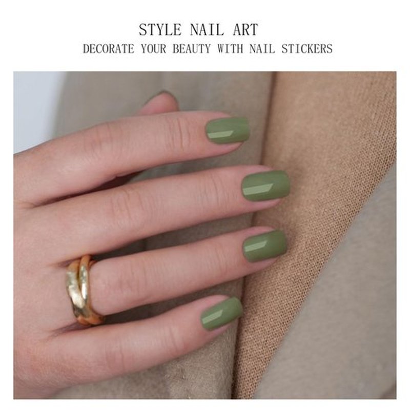 JMEOWIO Gel Nail Stickers Cream Green Gray Semi Cured Gel Nail Strips Wraps UV/LED Nails Art Design Decoration Accessories