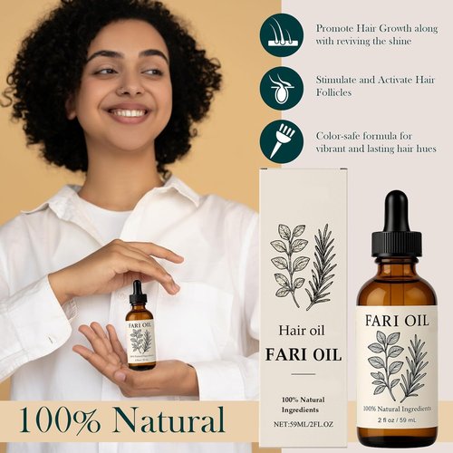 Fari Oil Hair Growth Oil, Organic Holistic Hair Oils for Men with Herbal Infusion Botanical Scalp, Pure Natural Plant-Based Formula, Daily Nourishment for Dry Scalp & Edges (2 PCS)