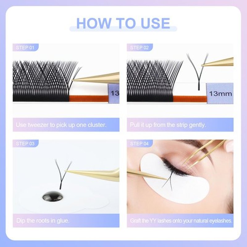 NAGARAKU 3 Tips Triple YYY Eyelash Extensions Supplies y lash 0.07mm D curl Mix Tray 8-15mm Premade 6D Easy Fan Russian Volume Faux Mink Matte 12 rows Wispies Crisscross Eye Lashes