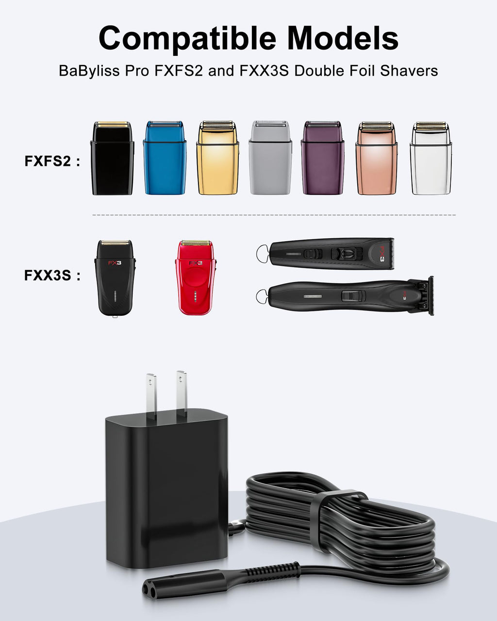VHBW FX3 Charger Cord Compatible with BaBylissPRO FXFS2 FXX3S 4.5V