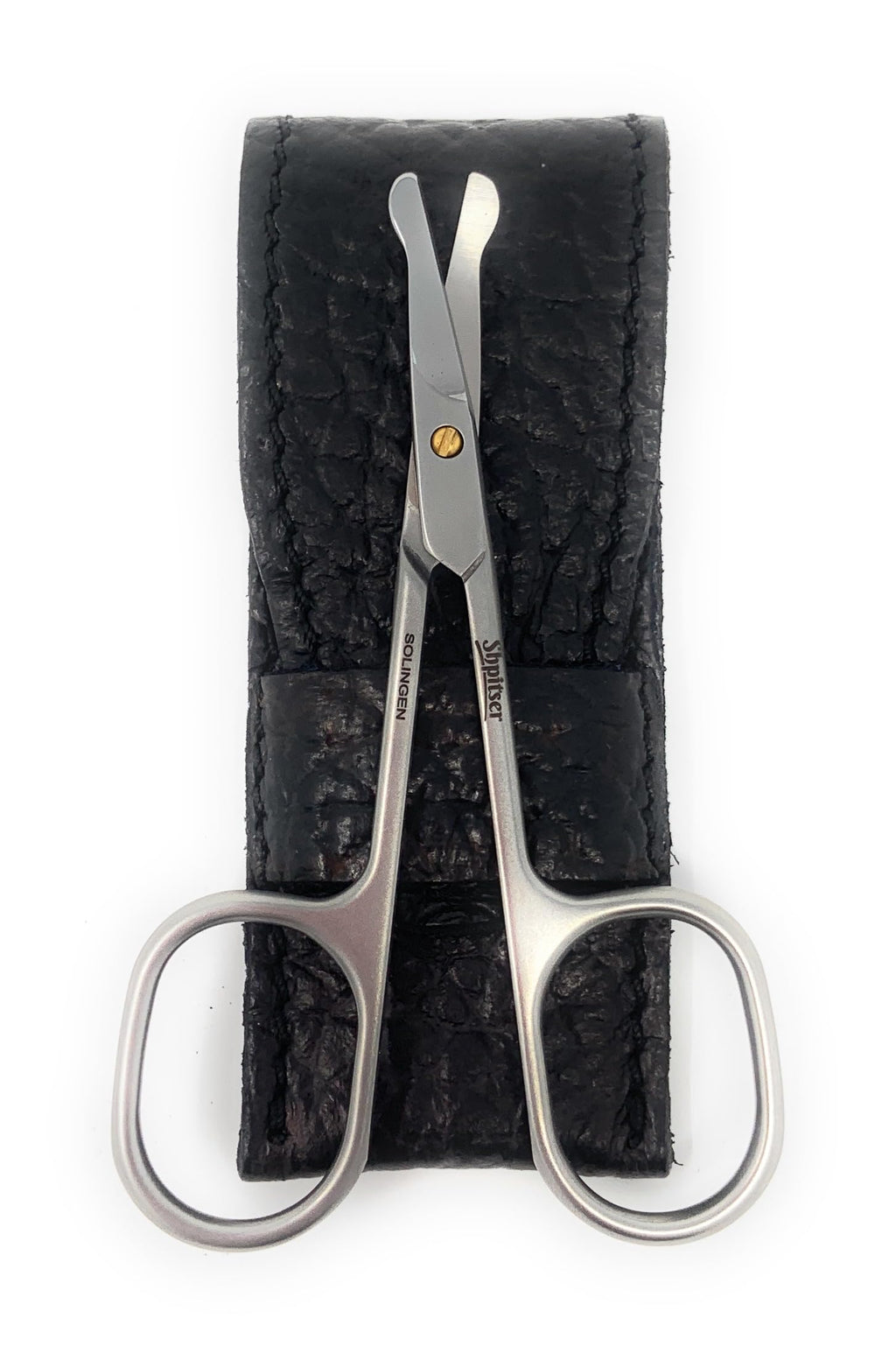 SHPITSER Professional TopInox Stainless Steel Nose & Ear Safety Scissors with Genuine Leather Case. Made in Solingen, Germany
