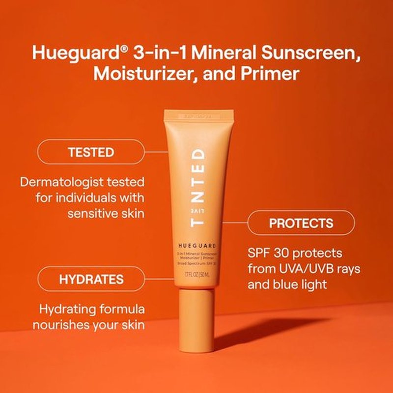 Live Tinted Hueguard® Mineral Sunscreen - 3-in-1 Moisturizer & Primer for Face and Body | SPF 30, 1.7 Fl Oz