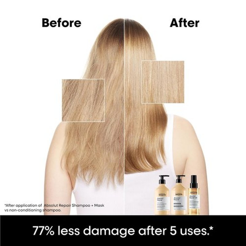 L'Oréal Professionnel Paris Absolut Repair Shampoo – Nourishing Protein Shampoo For Dry, Damaged Hair, Repairs Damage and Provides Shine, 16.9 Fl Oz Refill