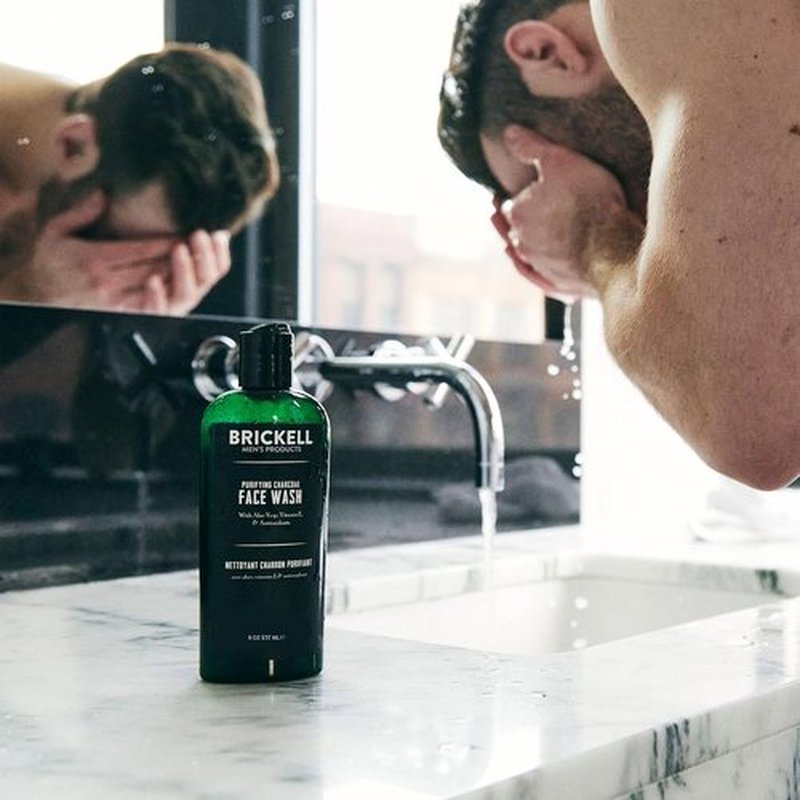 Brickell Men's Purifying Charcoal Face Wash - Natural & Organic Daily Cleanser, 8 Ounce