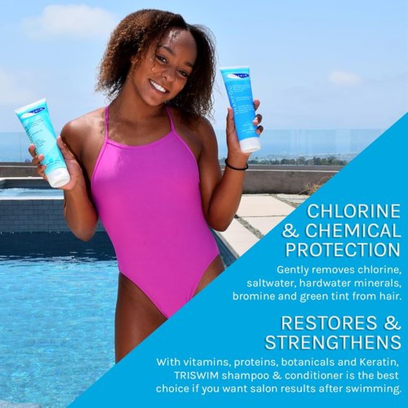 TRISWIM Chlorine Shampoo and Conditioner Set - Paraben-Free Swim Care with Aloe Vera & Keratin | 8.5 fl oz Each