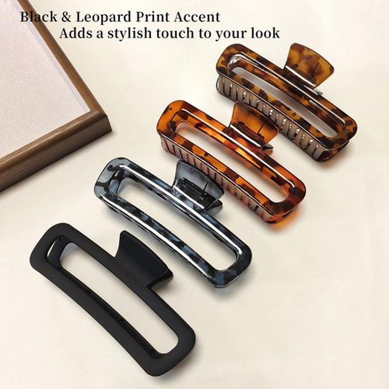 Markuii 5 Inch Large Unbreakable Hair Claw Clips, No Slip Matte & Glossy Not Easy to Break Square Clip for Women Thick Long Curly Hair, 4 Pack