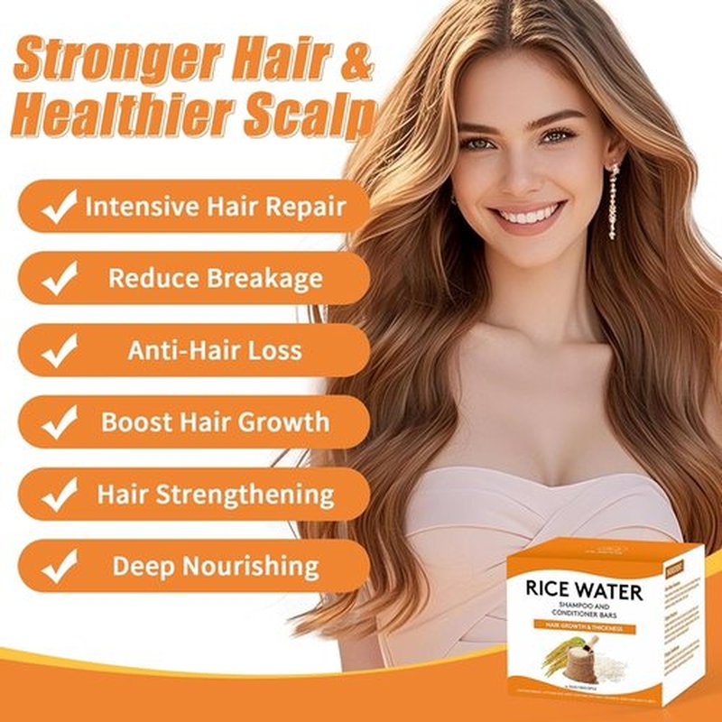 Skiennix Rice Water Shampoo & Conditioner Bar - Strengthens Hair Growth | Ginger Infused, pH Balanced, Paraben & Silicone Free