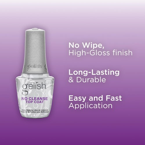 Gelish No-Cleanse Top Coat – 15ml No Wipe High-Gloss Finish, Durability, Long-Lasting, Easy Application, UV/LED Compatible, Professional Gel Nail Polish Sealer