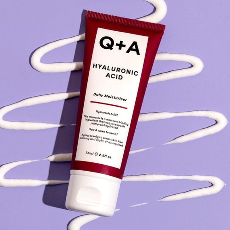 Q+A Hyaluronic Acid Daily Moisturizer (75ml), Hydrating Face Cream with Polyglutamic Acid and Rice Bran Extract, For Soft, Even and Nourished Skin, Fragrance Free Skincare