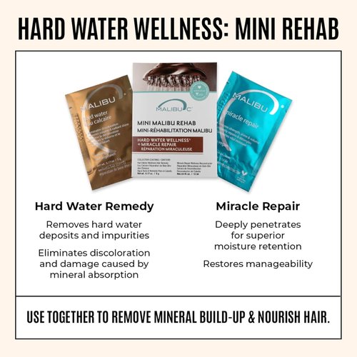 Malibu C Mini Rehab Hard Water Wellness | 2 Nourishing Remedy Packets for Clean, Healthy Hair