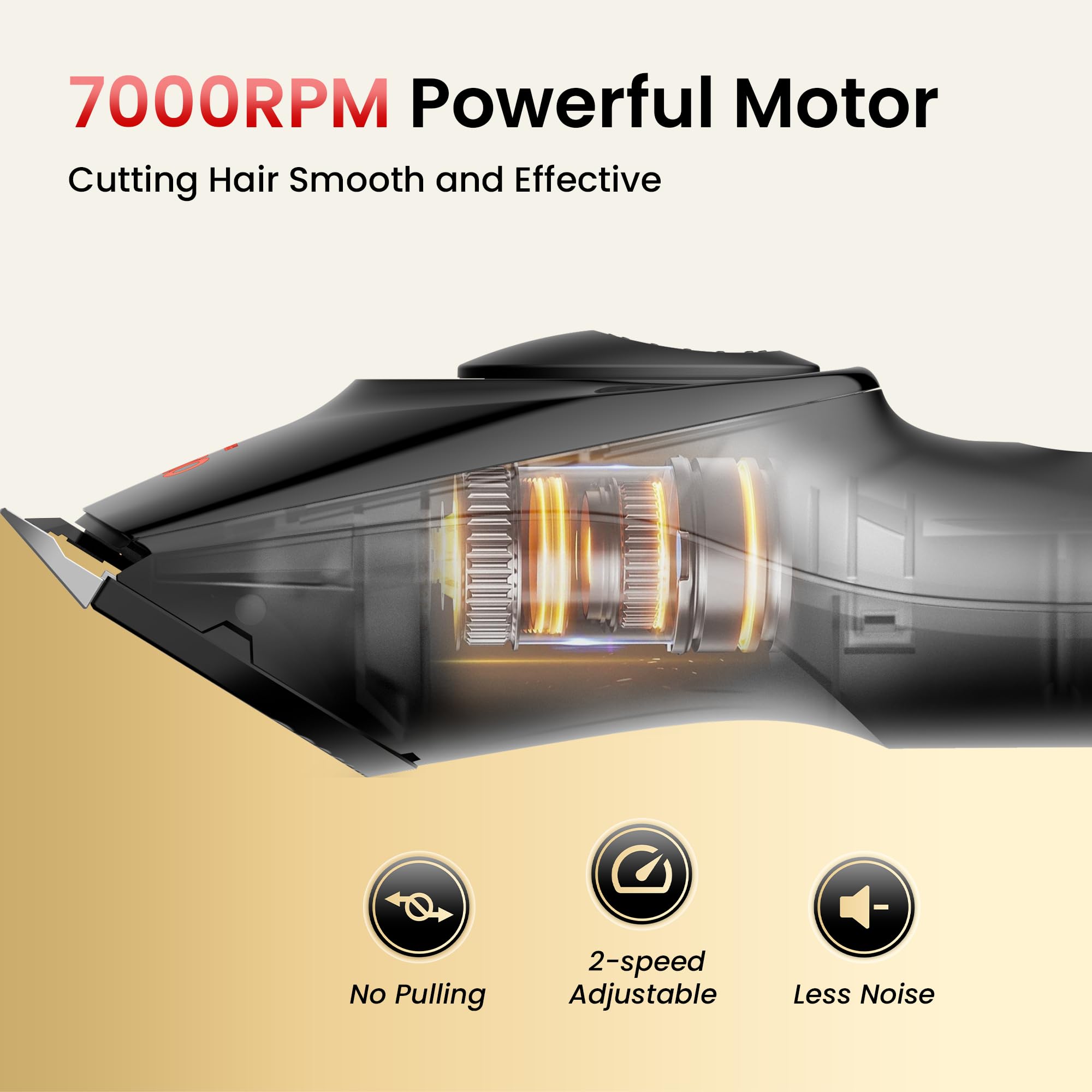 OLOV PROFESSIONAL Hair Clippers for Men, Cordless Hair Clipper Kit, Adjustable 4 Length Setting, 2-Speed Settings, Replaceable Ceramic Blade Heads, Rechargeable Hair Clippers for Family (Red)