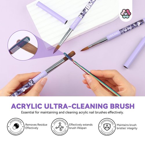SAVILAND Kolinsky Acrylic Nail Brush Set: Sizes 6,10,14 - Professional Tool for Acrylic Powder Application & 3D Nail Art