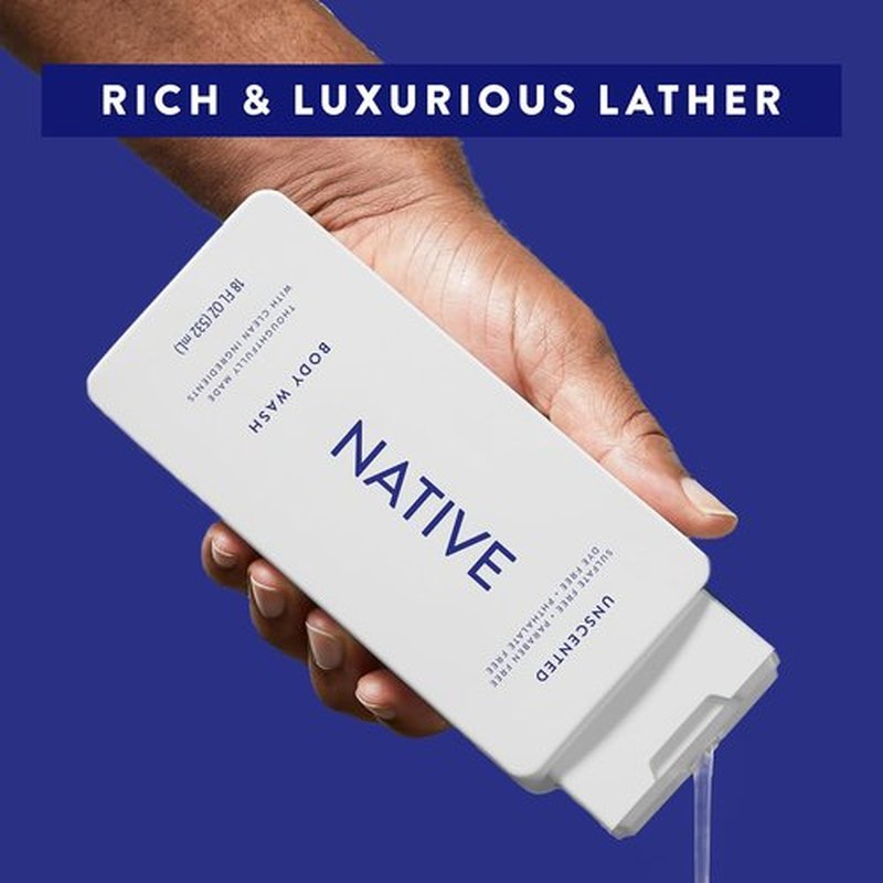 Native Body Wash - Naturally Derived Ingredients for Soft, Hydrated Skin | Unscented, 18 oz | Sulfate & Paraben Free