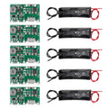AEDIKO 5pcs 18650 Lithium Li-ion Battery Charger Module+ 5pcs 18650 Battery Holder for 18650 Lithium Battery Fast Charging Boost Mobile Power Protection PCB Board