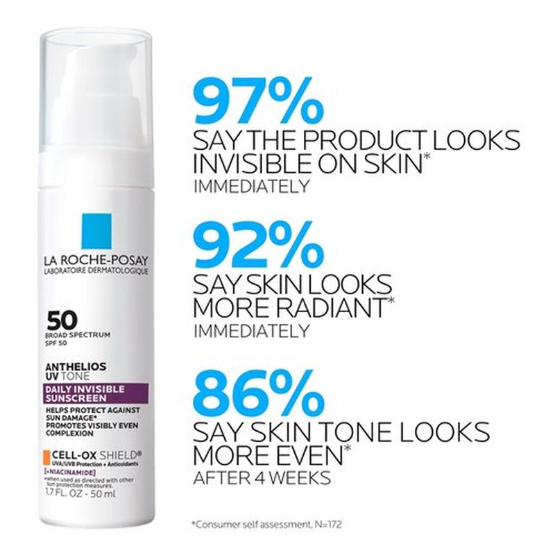 La Roche-Posay Anthelios UV Sunscreen SPF 50 - Daily Face Protection with Niacinamide, Hyaluronic Acid & Azelaic Acid