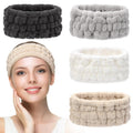 VBAEI 4 Pieces Spa Headband for Women Skincare Headband Makeup Headbands for Washing Face Spa Shower Gifts(Milky-White, Grey, Khaki, Dark Grey)