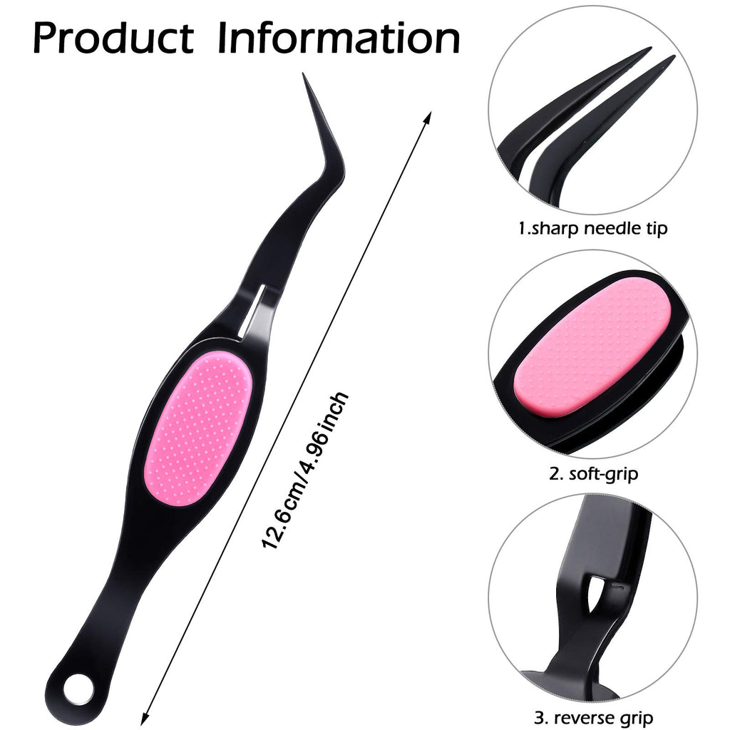 Mudder 3 Pieces Reverse Craft Tweezers Crossing Lock Tools Stainless Steel Tweezers Grip Precision Curved Beading Jewelry Tools for DIY Craft Supplies