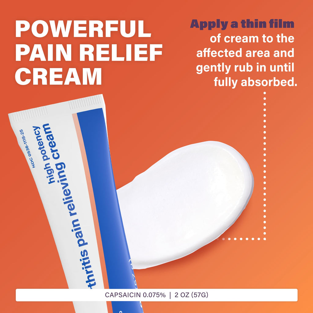 Rugby High Potency Capsaicin 0.075% Cream - Pain Relief Cream for Arthritis - 2 Oz (57g), (1 Pack)