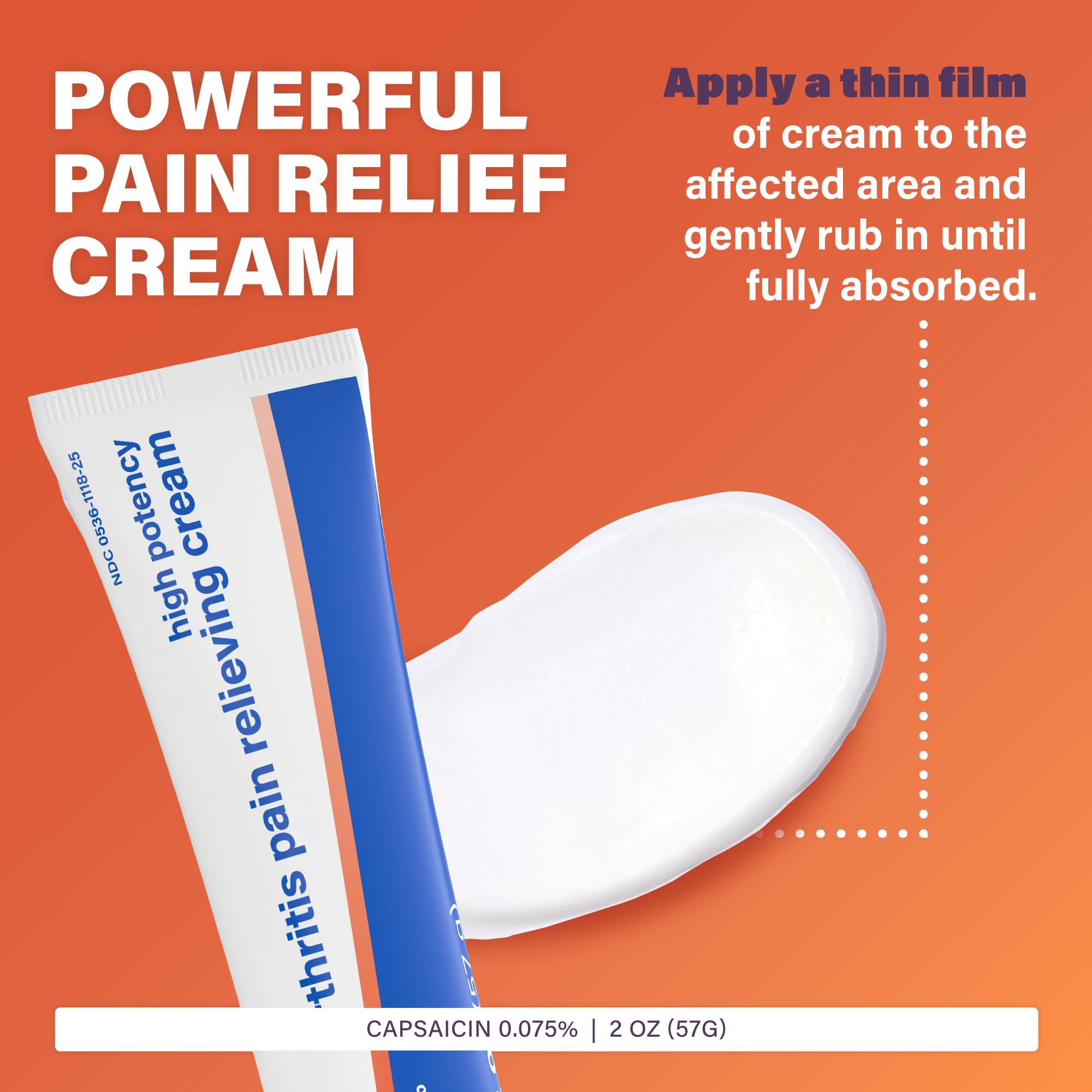 Rugby High Potency Capsaicin 0.075% Cream - Pain Relief Cream for Arthritis - 2 Oz (57g), (1 Pack)