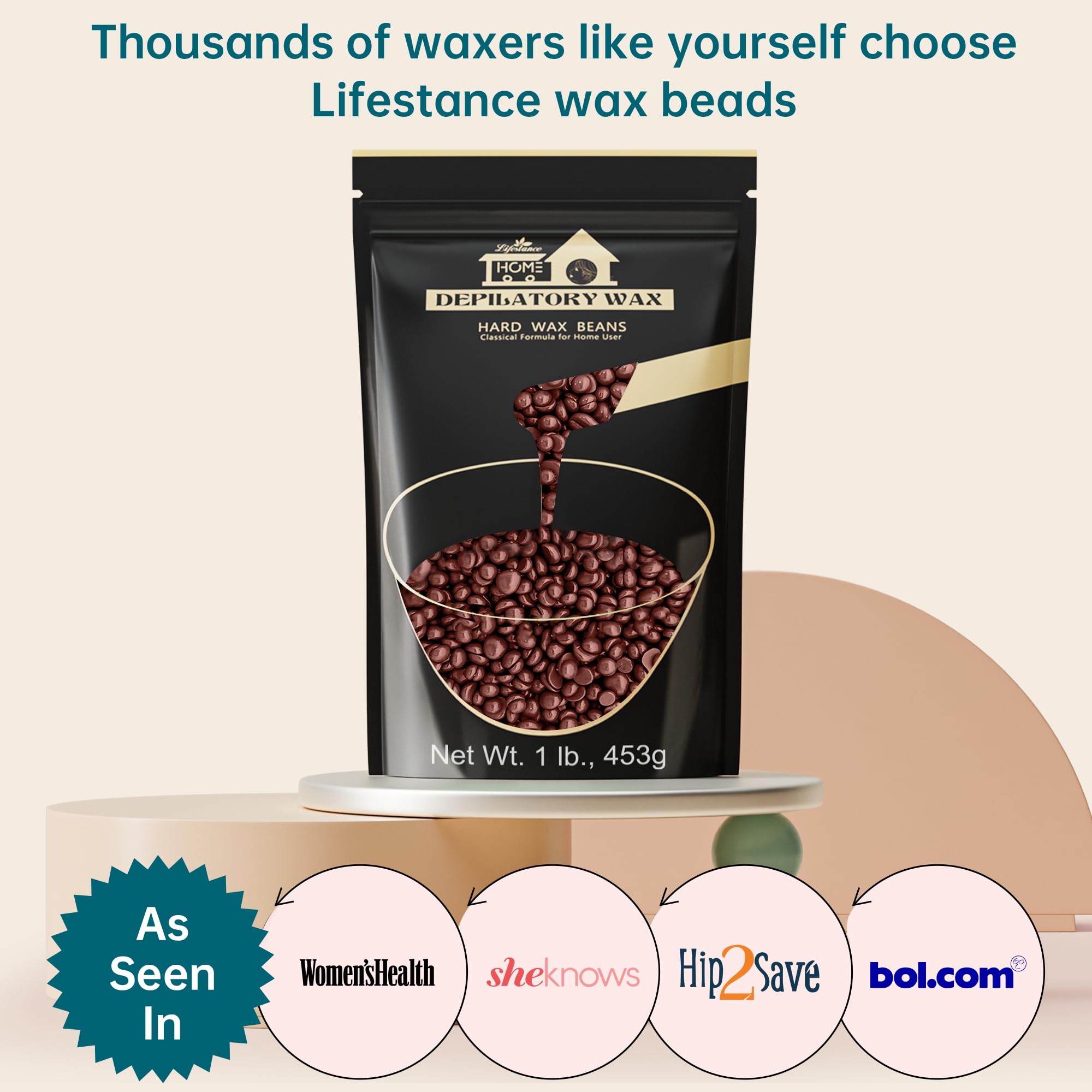 Lifestance Coffee Waxing Beads, 1LB Coarse Hair Removal Wax Beans for Face, Eyebrow, Brazilian Bikini, Sensitive Skin at Home for Women and Men