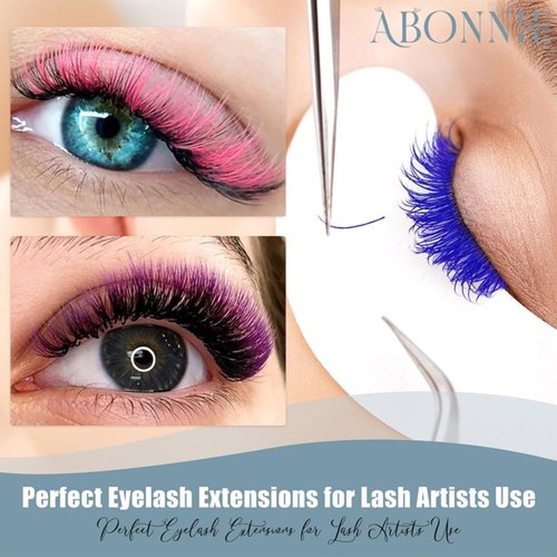 Colored Lash Extensions, Easy Fan Eyelash Extensions 0.07 D Curl12-15mm Mix Volume Lash Extensions, Lash Fan for Professional Salon Supplies (0.07-D-Pink Ombre 12-15)