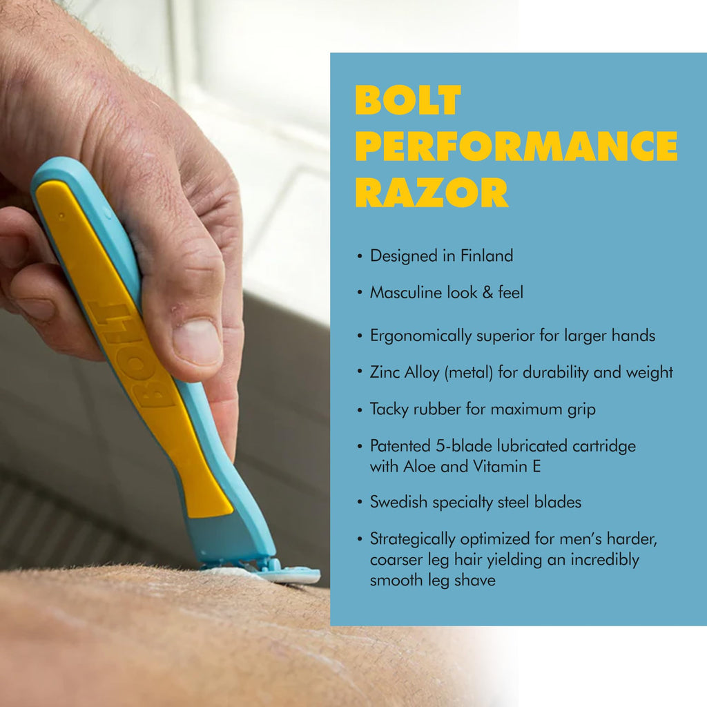 BOLT Skin + Shave - Body Shaving Razor with 2 Shaver Cartridges