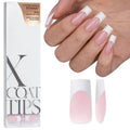 BTArtbox French Tip Press-On Nails - White & Pink Long Square Soak-Off Acrylic Extensions