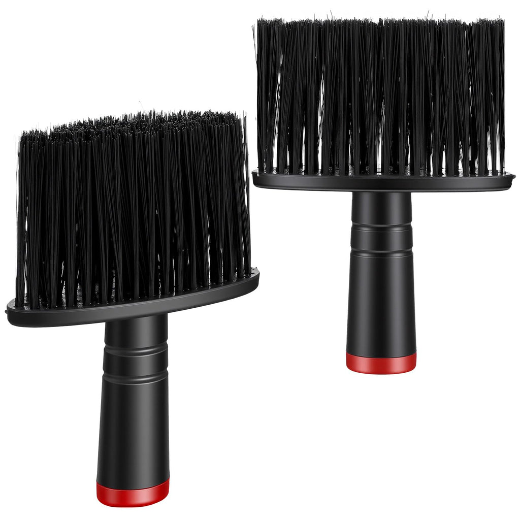 2 Pack Neck Duster Black Soft Barber Brush, Professional Hair Cutting Brush Barber, Face Cleaning Hairbrush with Plastic Handle Grip for Hair Cutting and Home Use