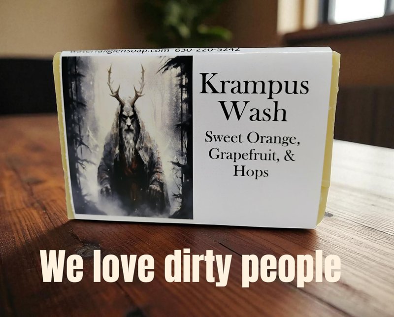 WFG WATERFALL GLEN SOAP COMPANY, LLC, Krampus Wash vegan beer soap enriched with kokum butter moisturizer