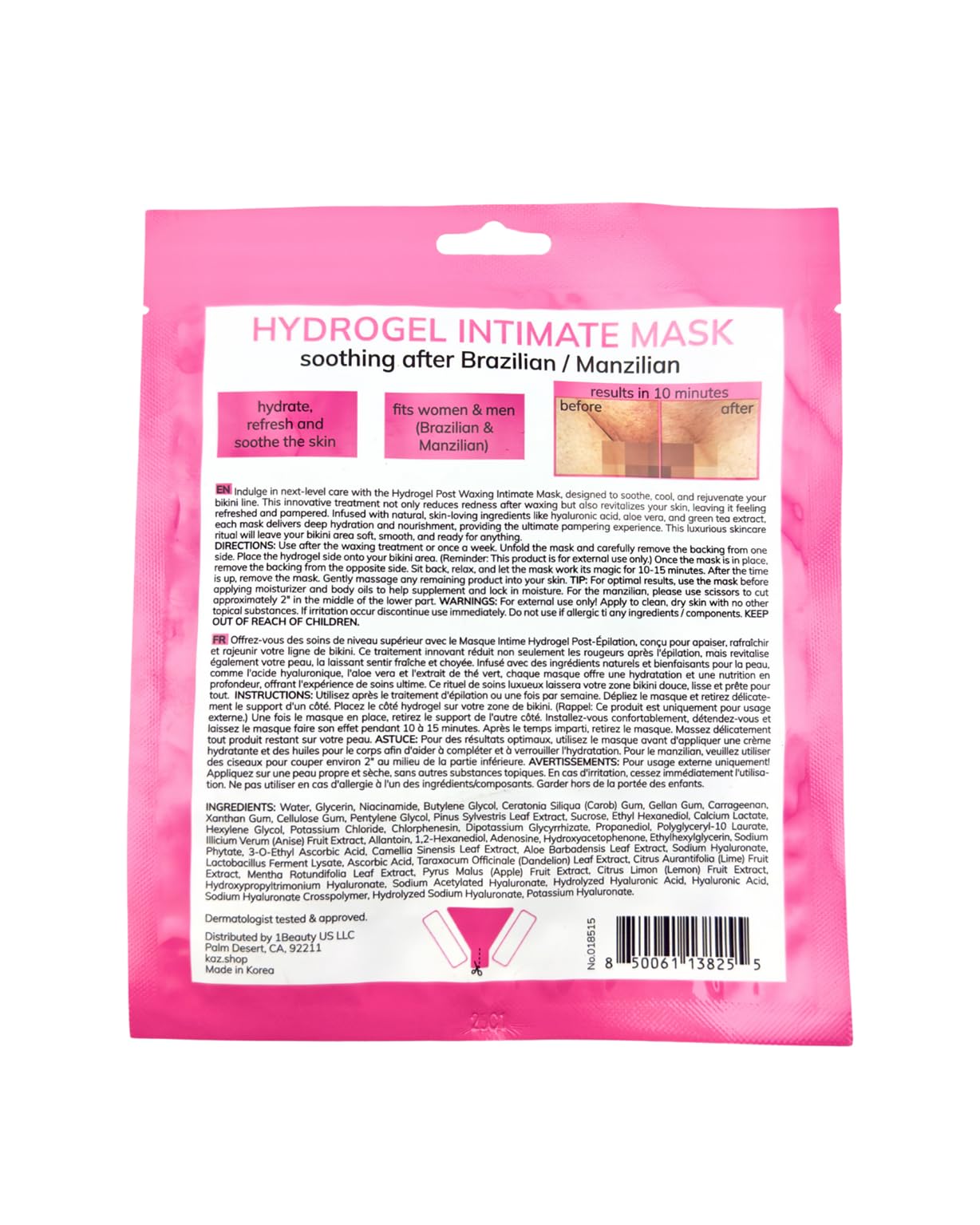 Waxness Kaz Hydrogel Intimate Soothing Mask for Bikini Area After Brazilian or Manzilian Wax – Professional Skin Care