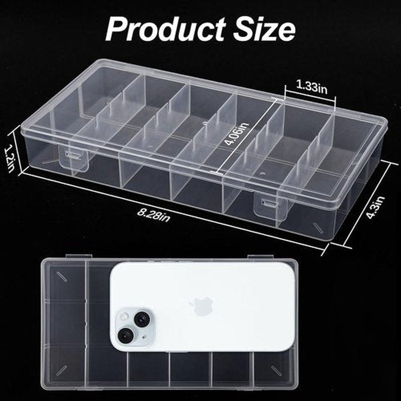 Skiennix Clear Plastic Storage Box - Versatile Organizer for Makeup, Jewelry & Tackle | 2-Pack