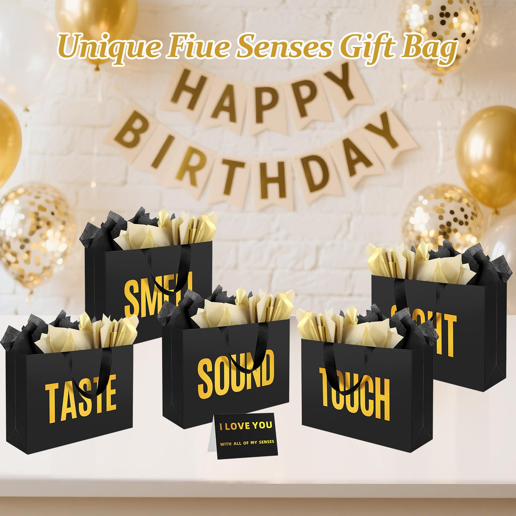 Epoesch 5 Senses Gift Bags for Him with Labels and Tissue Paper