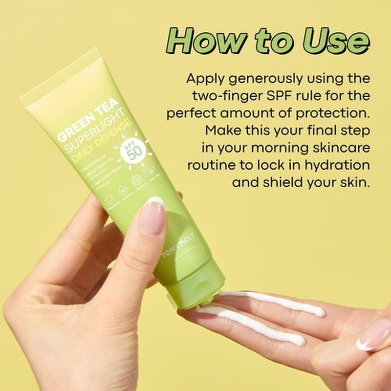TONYMOLY Green Tea Korean Sunscreen SPF 50 – Non-Greasy Broad Spectrum Face Sunscreen with Niacinamide, Panthenol & Hyaluronic Acid, Travel Size 50ml