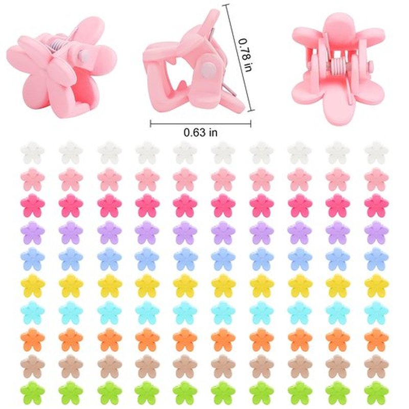 Mini Flower Hair Clips, Baby Hair Clips Mini Claw Clips Cute Jaw Clips Hair Pins Hair Barrettes Toddler Hair Accessories for Women Girls Kids Teens 100Pcs Colorful