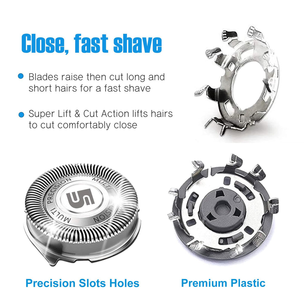 SH50 Replacement Heads for Philips 5000, 6 Pack with Retaining Rings
