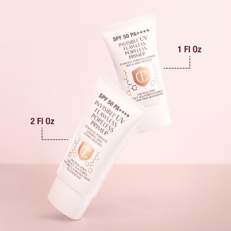 Charlotte Tilbury Invisible UV Flawless Makeup Primer - Broad Spectrum SPF 50 Sunscreen & Poreless Face Primer - Brightening Vitamin C & Hydrating Hyaluronic Acid to Protect & Prime Skin (30ml)