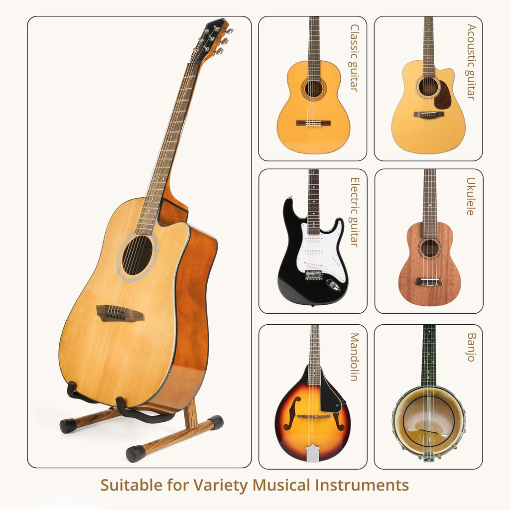 MUSO Guitar Stand,Acoustic Guitar Stand,Wood Classical Electric Guitar Stand,Foldable Bass Guitar Stand,Guitar Accessories also fit Bass,Violin,Ukulele(Zebra Color)